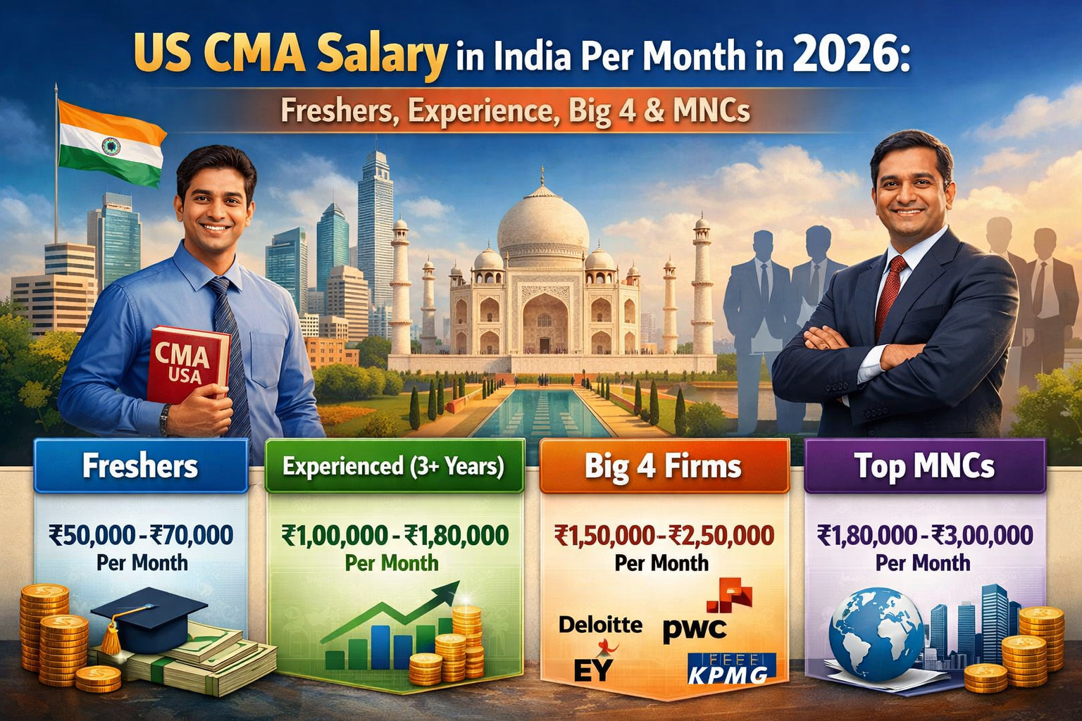US CMA Salary in India Per Month in 2026: Freshers, Experience, Big 4 & MNCs